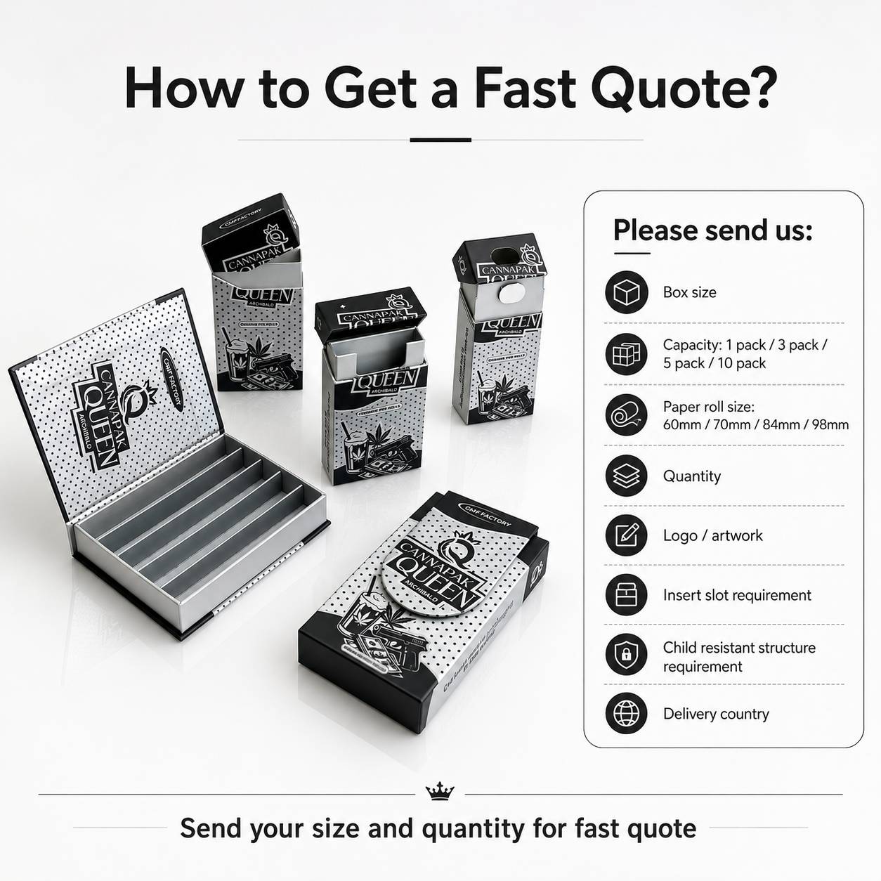 Black magnetic flip-top pre-roll box